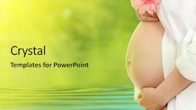  Presentation with flower woman - Presentation enhanced with pregnant woman belly 28 week and pink daisy flower background and a yellow colored foreground