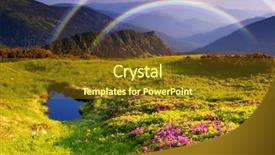  Presentation with summer flowers - Presentation consisting of flowers a rainbow and lake background and a tawny brown colored foreground