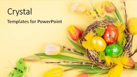  Presentation with easter - Cool new PPT layouts with flowers and branches of pussy backdrop and a blonde colored foreground