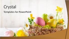  Presentation with easter - Beautiful slide deck featuring flowers and branches of pussy backdrop and a white colored foreground