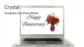  Presentation with computer love - Audience pleasing theme consisting of flowers and happy anniversery backdrop and a white colored foreground