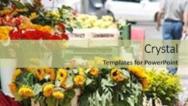  Presentation with market - PPT theme enhanced with flowers-at-the-flower-market background and a soft green colored foreground