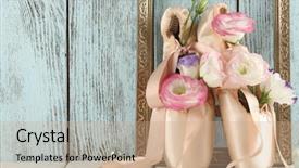  Presentation with ballet - Cool new presentation theme with flowers ballet shoes in frame backdrop and a coral colored foreground
