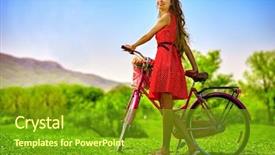  Presentation with green tree - Beautiful slide deck featuring flowers basket lot of green backdrop and a tawny brown colored foreground