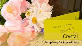  Presentation with secretary - Presentation theme featuring boss on secretary's day background and a yellow colored foreground