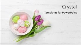  Presentation with white easter lily flowers - Slide set featuring flowers bouquet and easter egg background and a white colored foreground