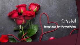  Presentation with greeting card - Amazing slides having flowers bouquet and heart shape backdrop and a dark gray colored foreground