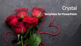  Presentation with greeting card - Amazing PPT theme having flowers bouquet and heart shape backdrop and a gray colored foreground