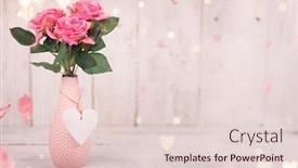  Presentation with pink flowers - Amazing PPT theme having flowers-composition-for-valentine-s backdrop and a lemonade colored foreground