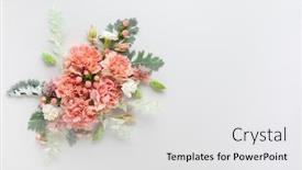  Presentation with leaves flat lay - PPT layouts enhanced with flowers-composition-made-of-coral background and a white colored foreground