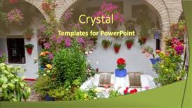  Presentation with cordoba - Beautiful slide deck featuring flowers-decoration-of-vintage-courtyard backdrop and a tawny brown colored foreground