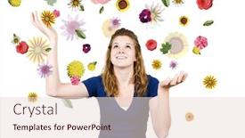  Presentation with flowers - PPT layouts consisting of flowers-falling-around-a-young background and a lemonade colored foreground