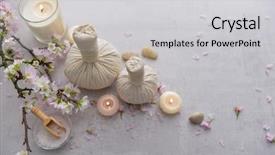  Presentation with spa concept - Presentation theme featuring flowers green leaves on gray background and a light gray colored foreground