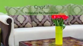  Presentation with flowers vase - Amazing slide deck having flowers in a vase backdrop and a seafoam green colored foreground