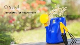  Presentation with gardening - Presentation with flowers-in-a-watering background and a lemonade colored foreground