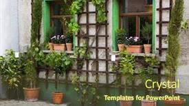 Presentation with garden - Colorful slide set enhanced with flowers-in-terracotta-pots-garden backdrop and a tawny brown colored foreground