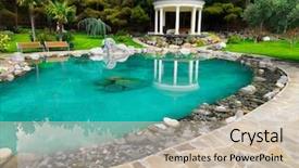  Presentation with garden pond - Colorful slide set enhanced with flowers in the asian garden backdrop and a soft green colored foreground