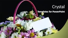  Presentation with flowers - PPT theme enhanced with flowers-in-the-basket background and a black colored foreground