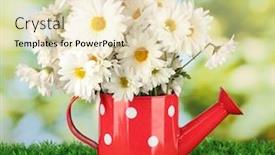  Presentation with flowers vase - PPT layouts consisting of flowers-in-vase-on-grass background and a lemonade colored foreground