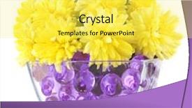  Presentation with flowers vase - Slide deck having flowers in vase with hydrogel background and a yellow colored foreground