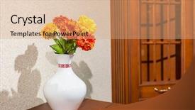  Presentation with flowers vase - Theme having flowers in vase background and a coral colored foreground