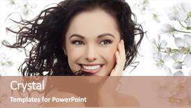  Presentation with studio - Audience pleasing PPT theme consisting of flowers lady - portrait of attractive caucasian smiling backdrop and a coral colored foreground