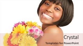  Presentation with black girl - PPT layouts enhanced with flowers lady - smiling black girl with great background and a  colored foreground