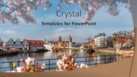  Presentation with poland - Slide deck with flowers-of-trees-blooming background and a light blue colored foreground