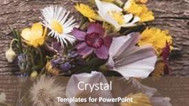  Presentation with old wooden table food - Cool new slide deck with flowers-on-old-grunge-wooden backdrop and a tawny brown colored foreground