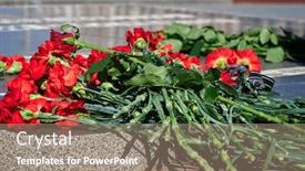  Presentation with memorial - Slide deck having flowers-on-the-memorial background and a coral colored foreground