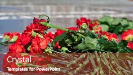  Presentation with memorial - Cool new PPT layouts with flowers-on-the-memorial backdrop and a tawny brown colored foreground