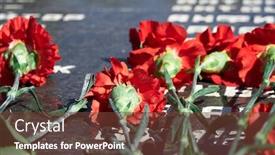  Presentation with soldiers - Slides with flowers-on-the-memorial background and a tawny brown colored foreground