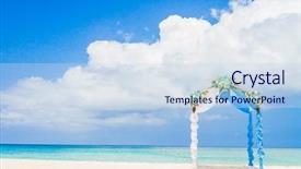  Presentation with tropical wedding - Amazing theme having flowers on tropical sand beach backdrop and a sky blue colored foreground