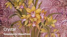  Presentation with batik - PPT theme consisting of flowers orihidei painting batik background and a coral colored foreground