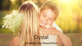  Presentation with mother son flowers - Audience pleasing presentation design consisting of moms birthday - mother and her little son backdrop and a coral colored foreground