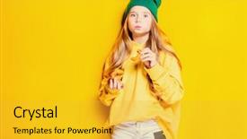  Presentation with kids fashion - Colorful slide set enhanced with flowers over the yellow backdrop and a yellow colored foreground