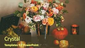  Presentation with life - Slides with flowers pumpkin fruits and candle background and a tawny brown colored foreground