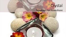  Presentation with white candles - PPT layouts having flowers stones and scented candles isolated on white background and a soft green colored foreground