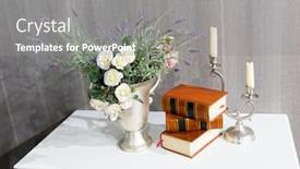  Presentation with books flowers - PPT layouts enhanced with flowers with books background and a gray colored foreground