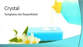  Presentation with china washing powder - Theme with flowers with dish washing liquid background and a white colored foreground