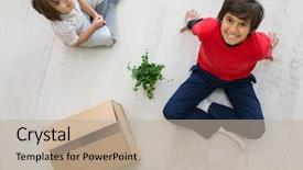  Presentation with moving for kids - Slide deck enhanced with flowersmoving background - kids in new home moving background and a  colored foreground