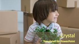  Presentation with new home - PPT theme enhanced with flowersmoving background - little cute boy in empty background and a  colored foreground