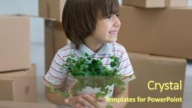  Presentation with intelligence intelligent house smart home - Cool new PPT layouts with flowersmoving background - little cute boy in empty backdrop and a  colored foreground