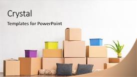  Presentation with moving - Beautiful slide set featuring flowersmoving background - moving day pile of cardboard backdrop and a white colored foreground