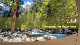  Presentation with river flowing - PPT theme having flowing-mountain-river-in-yosemite background and a tawny brown colored foreground