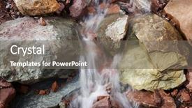  Presentation with river flowing - Cool new slides with flowing over rough shaped rocks backdrop and a gray colored foreground