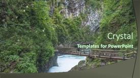  Presentation with river flowing - Presentation enhanced with flowing-river-vintgar-gorge-slovenia background and a tawny brown colored foreground