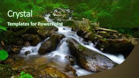  Presentation with river flowing - Presentation theme consisting of flowing through the green forest background and a  colored foreground