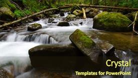  Presentation with river flowing - Theme having flowing through the green forest background and a wine colored foreground