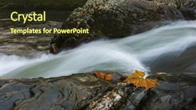  Presentation with water environment - PPT theme consisting of flowing water falling over rocks background and a  colored foreground